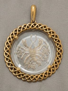 vintage Crown Trifari Cancer zodiac Gold Tone pendant